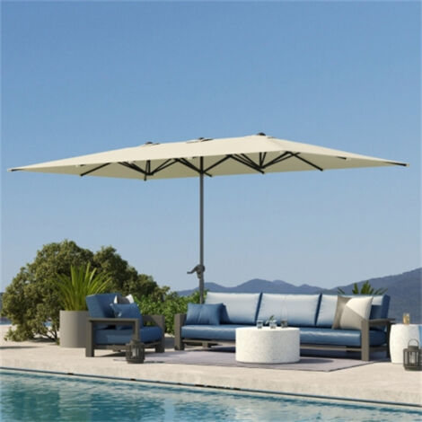 Parasol à double poignée, 451 x 264 cm, protection solaire UPF 50+, résistant au vent, convient aux jardins, balcons et terrasses. (1/5)