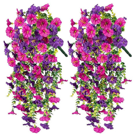 2 Fleurs Artificielles Suspendues pour Jardin - Gloire du Matin 29,5 Pouces  Décoration Extérieure pour Porche, Balcon, Terrasse (1/5)