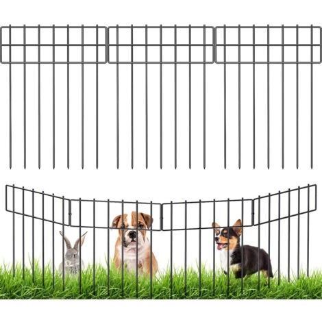 Clôture de barrière pour 3 animaux - Clôture décorative de jardin Bordure de panneau de fil antirouille pour chien Lapins Défense de piquets au sol