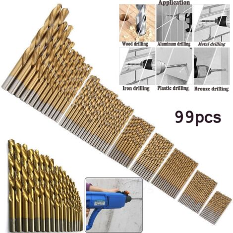 99 pcs 1.5mm - 10mm titane hss forets revêtus d'acier inoxydable hss haute vitesse forets pour perceuse électrique (1/5)