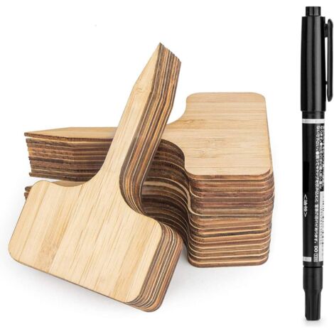 60pcs étiquettes de plantes en bambou (6 x 10 cm) avec bonus un stylo marqueurs de jardin potager étiquettes de plantes de type T pour plantes (1/5)
