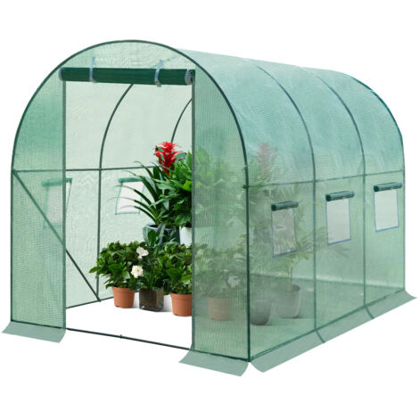 Serre en aluminium 300x200x190cm, polytunnel résistant à l'hiver pour la culture de tomates, légumes, plantes, maison avec porte, 6 fenêtres (1/5)