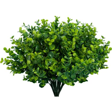 12 bouquets de plantes artificielles d'extérieur, imitations d'eucalyptus en plastique, décoration de printemps et d'été, résistants aux UV (1/5)