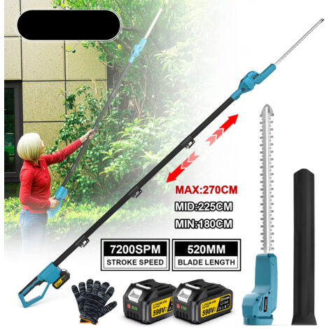 Taille-haie électrique pour branches hautes, sans fil, télescopique, compatible avec les batteries Makita 18 V (avec 2 batteries) (1/5)
