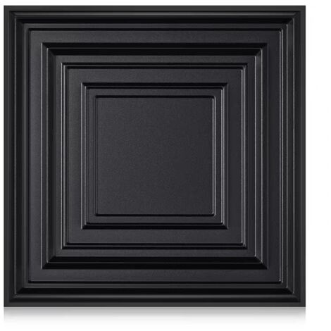 Ensemble de 33 pièces de papier peint pour plafond, panneaux de plafond en PVC de 30x30cm, panneaux muraux 3D, pour murs de fond de télévision (noir) (1/5)