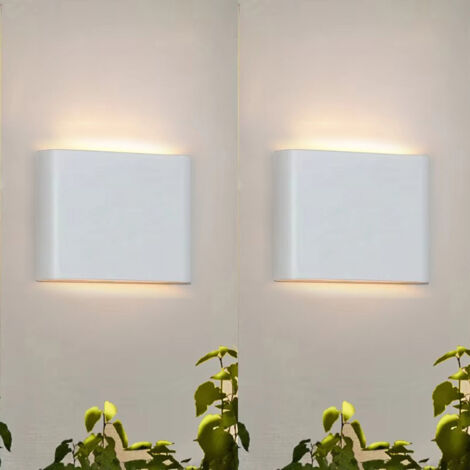 2PCS Applique murale extérieure en métal, 6 W, LED, étanche IP65, éclairage bidirectionnel (haut et bas). pour les porches, blanc (3000 K) (1/5)