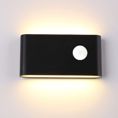 Applique murale LED en aluminium avec détecteur de mouvement, applique extérieure, indice d'étanchéité IP65, pour jardins, salons, escaliers,12W, noir (1/5)