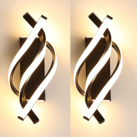 (Noir) Applique murale LED moderne 18 W, applique murale d'intérieur en aluminium, lumière blanc chaud 3000 K,pour salon,couloir, escalier (2 pièces) (1/5)
