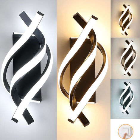 (Noir) Applique murale LED d'intérieur 18 W (noir), température de couleur réglable de 3 000 K à 6 500 K,pour chambre, couloir et escalier (2 pièces) (1/5)