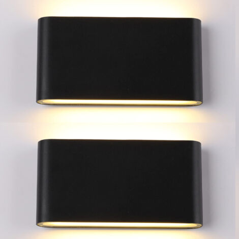 2PCS Applique murale LED moderne, 12W 3000K, étanche IP65, Applique l'extérieur, convient aux jardins, couloirs, escaliers et porches, noir (1/5)