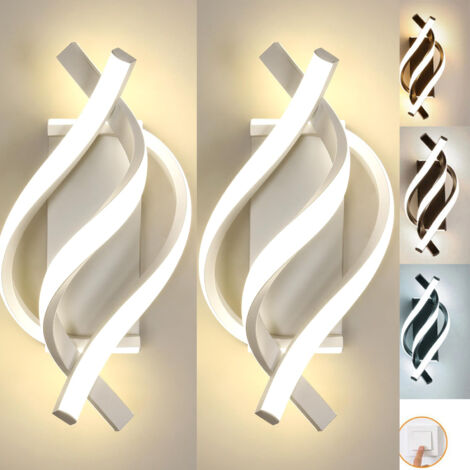 (Blanc) Applique murale d'intérieur 18W, applique murale LED spirale moderne, température de couleur réglable 3000K-6500K,pour chambre, salon, balcon (1/5)