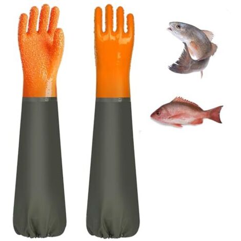 Gants imperméables extra-longs 65 cm, gants de protection de jardin d'hiver, gants longs pour hommes et femmes (rouge, doublure en velours) (1/5)