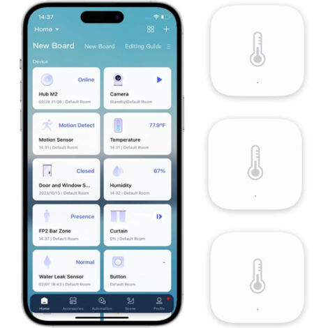 Capteur de température et d'humidité Aqara Zigbee (pack de 3) pour la domotique et la surveillance à distance, compatible avec Apple HomeKit et Alexa (1/5)