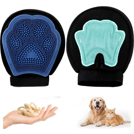 Lot de 2 gants réutilisables pour l des poils d'animaux, adaptés aux animaux de compagnie, aux vêtements et aux canapés — bleu foncé. (1/5)