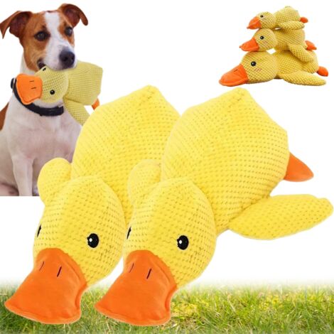 Lot de 2 jouets pour chiens en forme de canard jaune, jouets pour animaux de compagnie, résistants (M, 32 cm) (1/5)