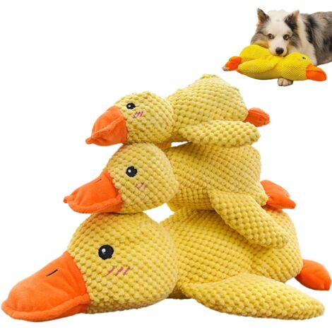 Lot de 3 canards apaisants, jouets pour chiens en forme de canard , peluches pour chiens, jouets pour animaux de compagnie (jaune, tailles S, M et L)