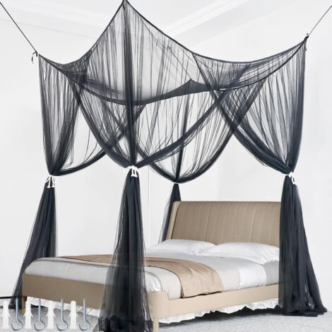 Lit double moustiquaire 190 x 210 x 240 cm, lit moustiquaire pour la maison et le camping (noir)