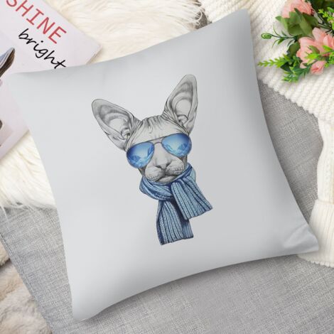 Housse de coussin,Coussin décoratif duo chat chien (1/5)