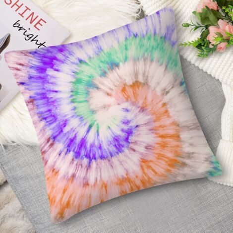 Housse de coussin,Coussin décoratif tie-dye aquarelle, doux (1/5)