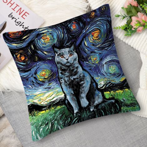 Housse de coussin chat et chien amis (1/5)