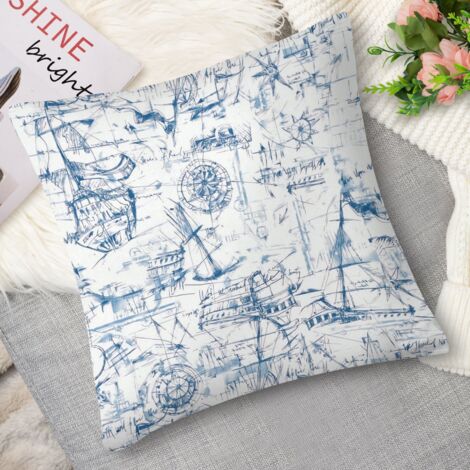 Housse de coussin moule vintage, marin (1/5)