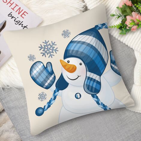 Housse de coussin,Coussin décoratif paysage neigeux, gnome (1/5)
