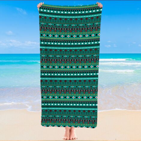 Serviette de plage microfibre, style nomade, imprimé ethnique, 140x70 cm (1/5)