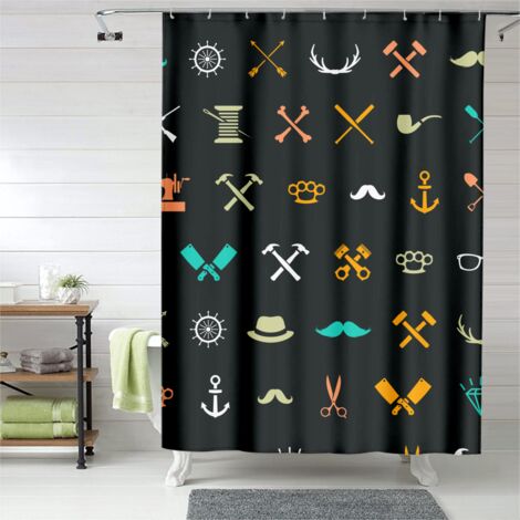 Rideau de douche avec œillets plastique, design élégant, polyester (1/5)