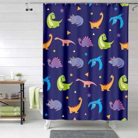 Rideau de douche dinosaures en famille, œillets plastique, séchage rapide (1/5)