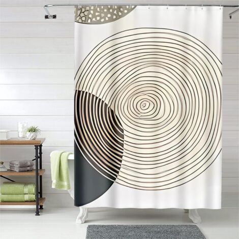 Rideau de douche géométrique design, œillets plastique – Déco salle de bain (1/5)