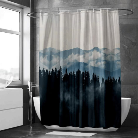 Rideau de douche forêt dans le brouillard – Ambiance sereine et douce (1/5)