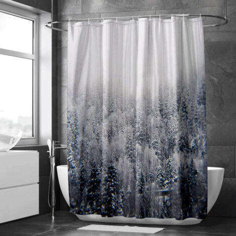Rideau de douche forêt brumeuse avec cervidés – Mystique et sauvage (1/5)