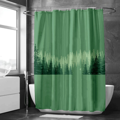 Rideau de douche forêt brumeuse scandinave – Ambiance hygge (1/5)