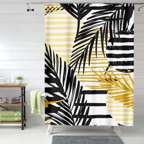 Rideau de douche motifs minimalistes, œillets plastique, anti-moisissure (1/5)