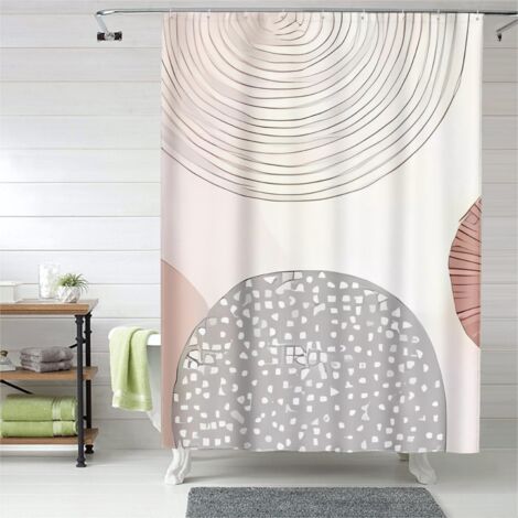 Rideau de douche motifs illusions d'optique, œillets plastique, séchage rapide (1/5)