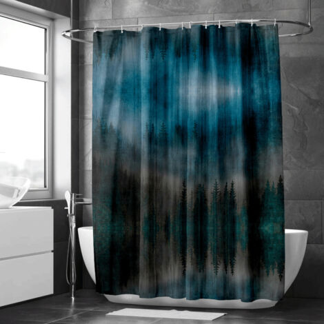 Rideau de douche imprimé brume et forêt dense – Déco salle de bain (1/5)
