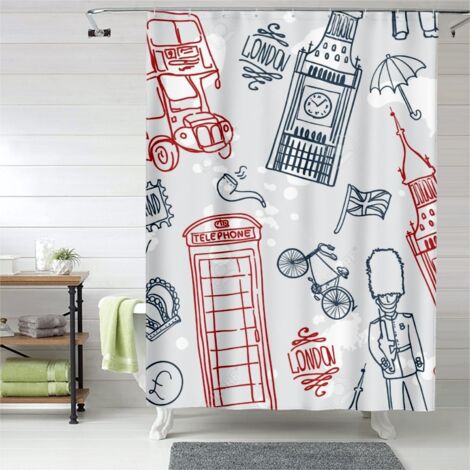 Rideau de douche décoratif imperméable, œillets plastique, facile (1/5)