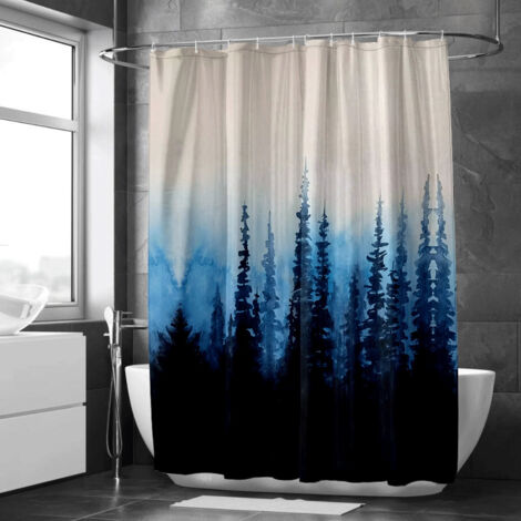 Rideau de douche forêt brumeuse scandinave – Design épuré tendance (1/5)