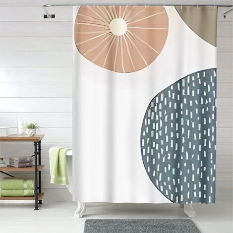 Rideau de douche motifs métalliques géométriques, œillets plastique, chic (1/5)
