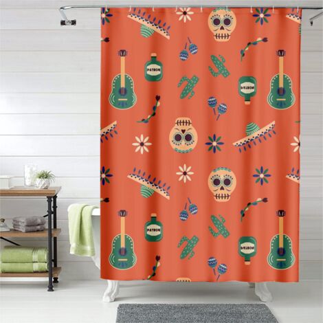 Rideau de douche design avec œillets plastique, imperméable, lavable machine (1/5)