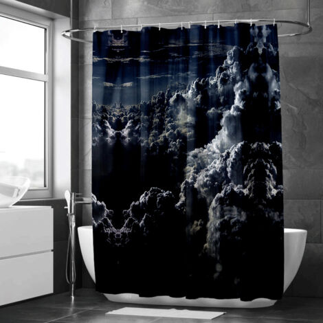 Rideau de douche forêt enchantée brume – Déco salle de bain féerique (1/5)
