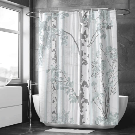 Rideau de douche paysage brumeux et lacs – Décoration salle de bain zen (1/5)