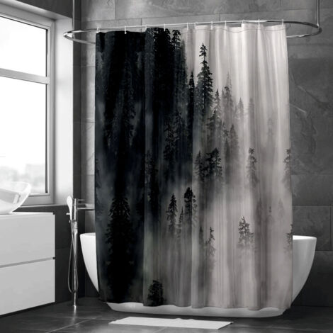 Rideau de douche forêt brumeuse au clair de lune – Mystique et poétique (1/5)