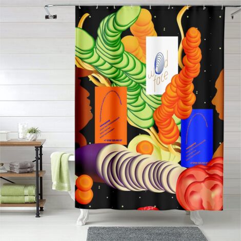 Rideau de douche avec œillets plastique, motif original, facile d'entretien (1/5)