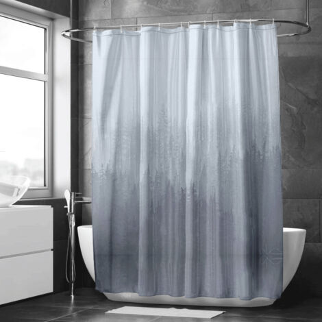 Rideau de douche imprimé brume et forêt – Décoration originale salle de bain (1/5)