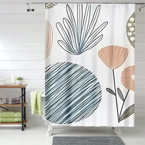 Rideau de douche lignes parallèles, œillets plastique, séchage rapide (1/5)