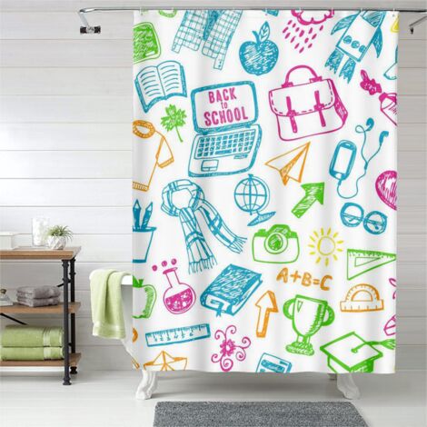 Rideau de douche avec œillets plastique, design contemporain, imperméable (1/5)