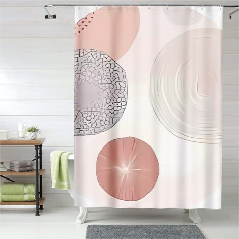 Rideau de douche motifs labyrinthe, œillets plastique, anti-moisissure (1/5)