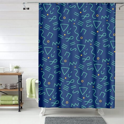 Rideau de douche avec œillets plastique, motif raffiné, séchage rapide (1/5)