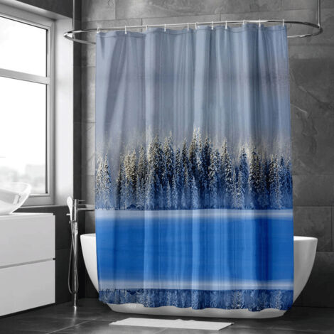 Rideau de douche forêt brumeuse au lever du jour – Lumineux et doux (1/5)